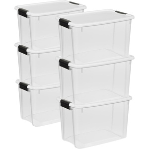 Sterilite 6-Pack Ultra Latching Box, Storage Bins with Lids, Clear Plastic, 18 Qt – Large Heavy-Duty Organizing Bin Containers for Home, Closet, Kitchen, Pantry, Bathroom, and Office(30 Quart)