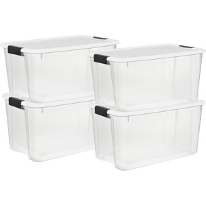 Sterilite 6-Pack Ultra Latching Box, Storage Bins with Lids, Clear Plastic, 18 Qt – Large Heavy-Duty Organizing Bin Containers for Home, Closet, Kitchen, Pantry, Bathroom, and Office(70 Quart)