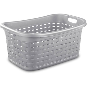 Sterilite 6-Pack Weave Laundry Basket, Rectangle Plastic Clothes Hamper w/ Handles, Gray(6 Pack)