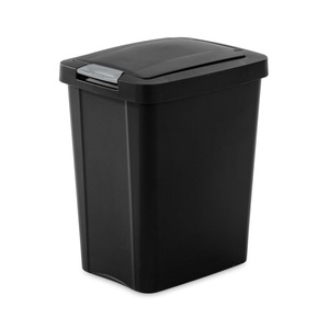 Sterilite 7.5 Gallon TouchTop Wastebasket Trash Can with Pop Up Lid for Kitchen, Bathroom, Mudroom or Office, 4 Pack, White(Black)
