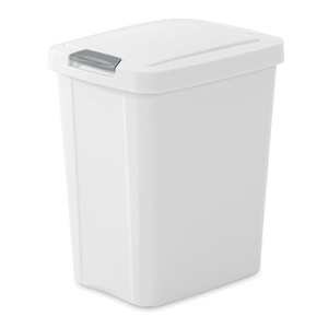 Sterilite 7.5 Gallon TouchTop Wastebasket Trash Can with Pop Up Lid for Kitchen, Bathroom, Mudroom or Office, 4 Pack, White(White)