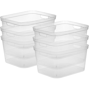 Sterilite 8.25×12.25×15 Inch Modern Polished Storage Bin w/Comfortable Carry Through Handles & Banded Rim for Household Organization, Clear (6 Pack)(6)
