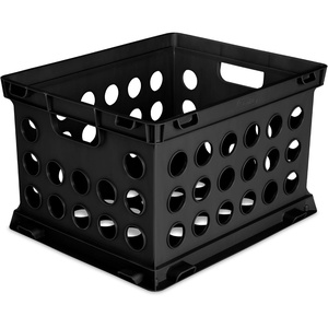Sterilite File Crate, Stackable Plastic Storage Bin with Handles, Organize Files at Home, Garage, Office, School, Black, 6-Pack