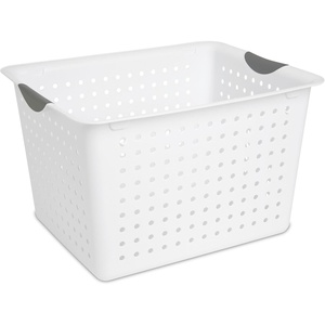 Sterilite Large Ultra Basket, Storage Bin to Organize Closets, Cabinets, Pantry, Shelving and Countertop Space, White, (Pack of 6)(Deep)