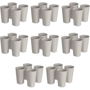 Sterilite Set of Four 20 Oz Tumblers, Reusable Plastic Cups For Drinking Water or Juice, Freezer and Dishwasher Safe, Blue, 8-Pack(Grey Pumice)