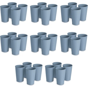 Sterilite Set of Four 20 Oz Tumblers, Reusable Plastic Cups For Drinking Water or Juice, Freezer and Dishwasher Safe, Blue, 8-Pack(Washed Blue)