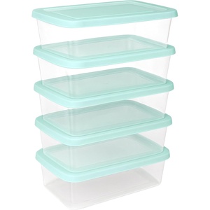 Sterilite Stackable 6 Quart Clear Home Storage Box with Handles and Blue Lid for Efficient, Space Saving Household Storage and Organization (30 Pack)(Mindful Mint)