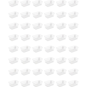 Sterilite Storage Basket, Plastic Basket to Organize Closets, Shelves or Countertops in the Kitchen or Bathroom, White, 48-Pack