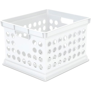 Sterilite Storage Crate, Stackable Plastic Storage Bin with Handles, Organize Files at Home, Garage, Office, School, White, 6-Pack