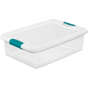 Sterilite Storage System Solution with 32 Quart Clear Stackable Storage Box Organization Containers with White Latching Lid, 30 Pack