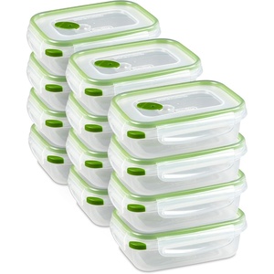 Sterilite Ultra-Seal 4.5 Cup Rectangle, Airtight Food Storage Container, Latching Lid, Microwave and Dishwasher Safe, Clear With Green Gasket, 6-Pack(3.1 Cup)