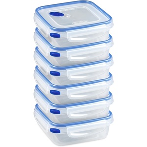 Sterilite Ultra-Seal 4.5 Cup Rectangle, Airtight Food Storage Container, Latching Lid, Microwave and Dishwasher Safe, Clear With Green Gasket, 6-Pack(4 Cup)