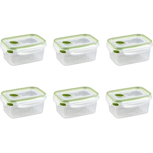 Sterilite Ultra-Seal 4.5 Cup Rectangle, Airtight Food Storage Container, Latching Lid, Microwave and Dishwasher Safe, Clear With Green Gasket, 6-Pack(4.5 Cup)
