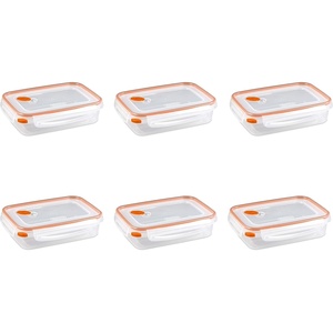 Sterilite Ultra-Seal 4.5 Cup Rectangle, Airtight Food Storage Container, Latching Lid, Microwave and Dishwasher Safe, Clear With Green Gasket, 6-Pack(5.8 Cup)