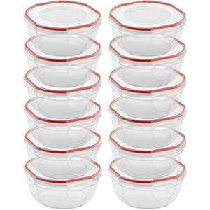 Sterilite Ultra-Seal 8.1 Qt Bowl, Large Airtight Food Storage Container, Latching Lid, Microwave and Dishwasher Safe, Clear With Red Gasket, 2-Pack(4.7 Quart (12 Pack))