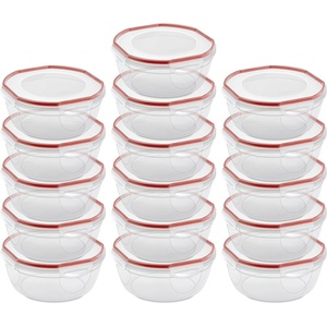 Sterilite Ultra-Seal 8.1 Qt Bowl, Large Airtight Food Storage Container, Latching Lid, Microwave and Dishwasher Safe, Clear With Red Gasket, 2-Pack(4.7 Quart (16 Pack))