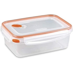 Sterilite Ultra-Seal 8.3 Cup Rectangle, Airtight Food Storage Container, Latching Lid, Microwave and Dishwasher Safe, Clear With Orange Gasket, 6-Pack(8.3 Cup)