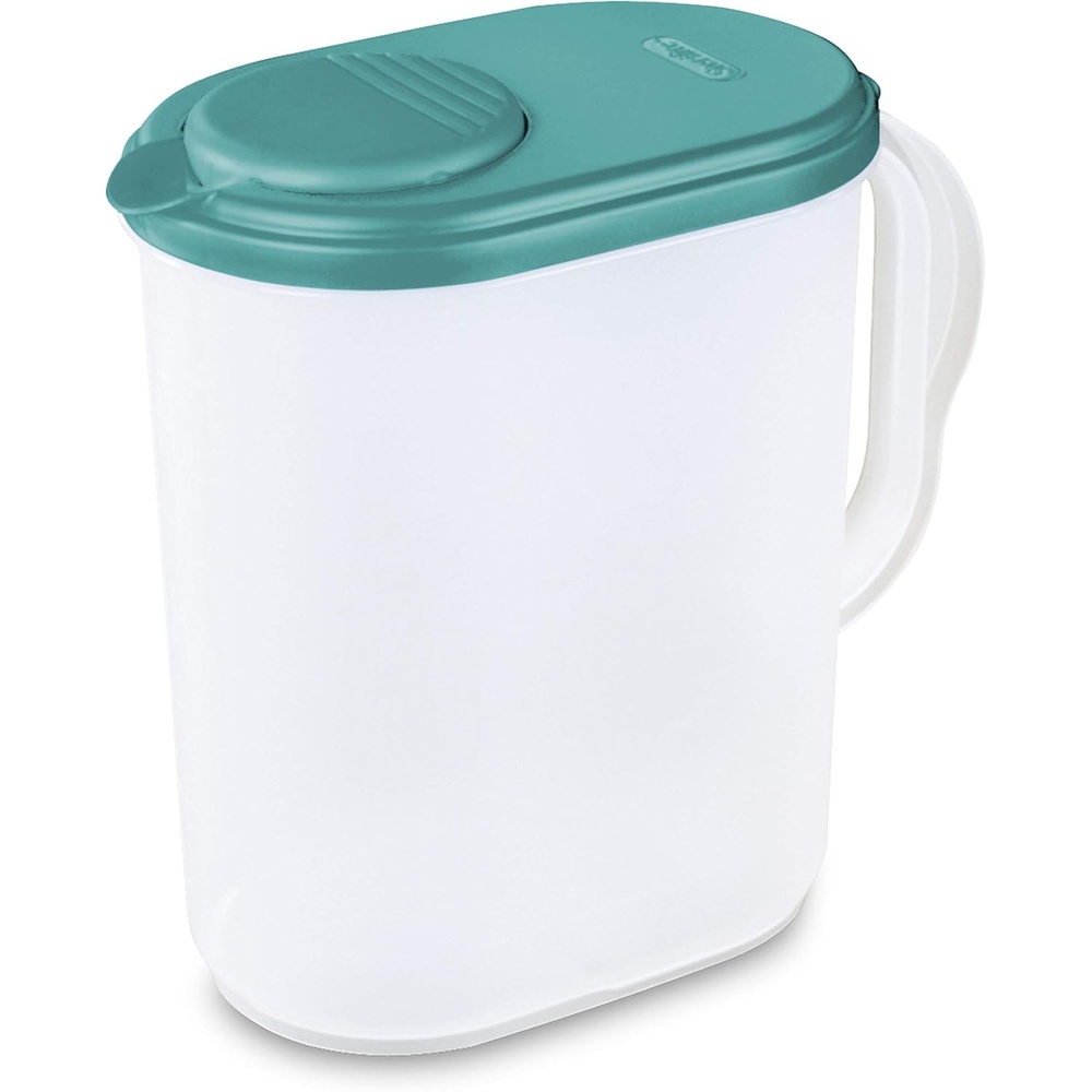 image:imageSterilite 1 Gallon Pitcher Spout and Handle for Easy Pouring of Water or Juice Plastic Dishwasher Safe Plastic Clear wTeal Lid 6Pack