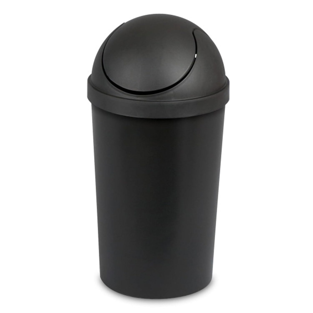image:imageSterilite 10838006 3 Gallon Round Swing Top Plastic Wastebasket White 12 PackBlack