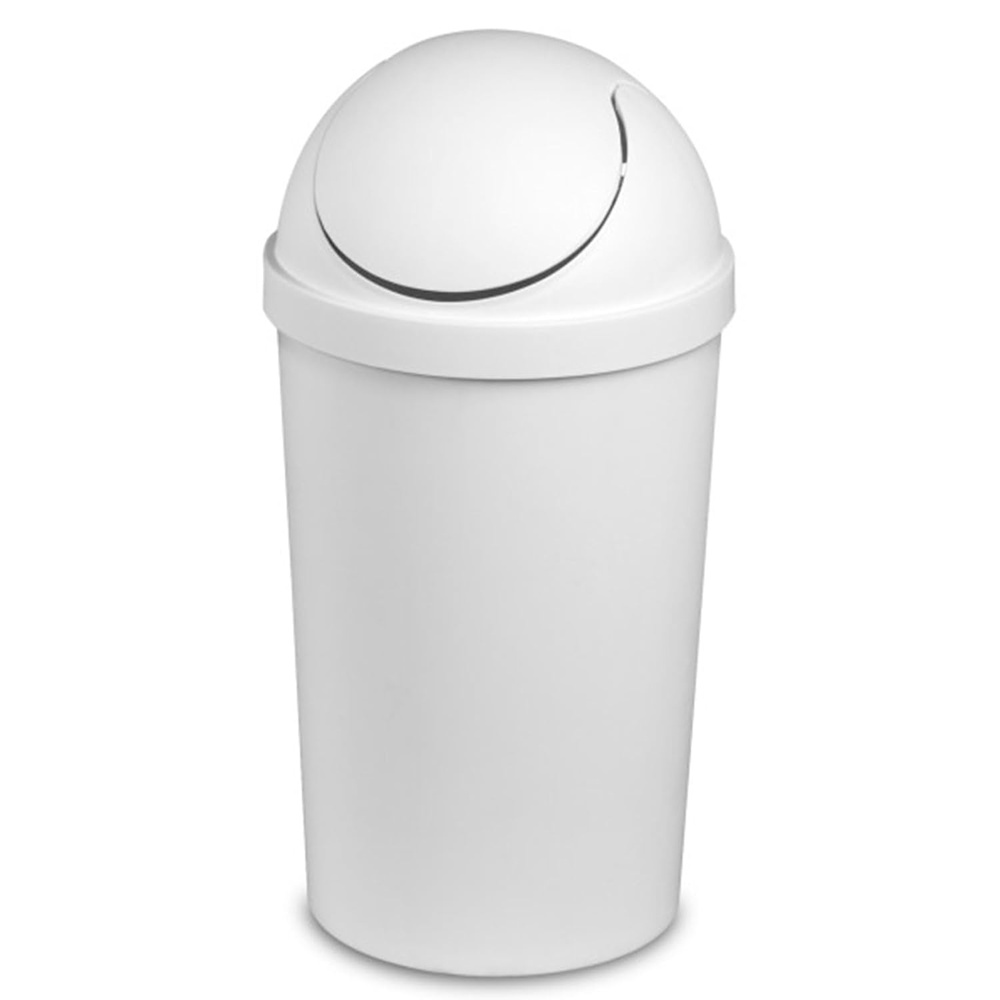 image:imageSterilite 10838006 3 Gallon Round Swing Top Plastic Wastebasket White 12 PackWhite