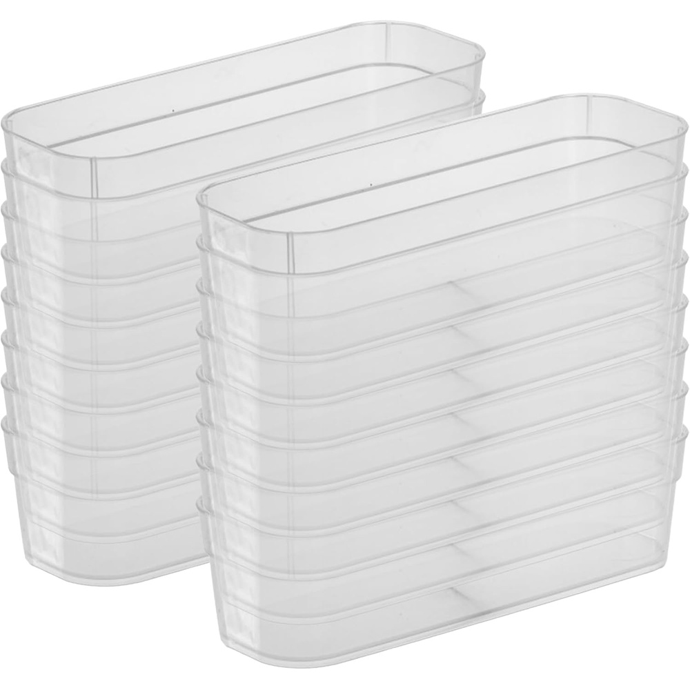 image:imageSterilite 13538608 Narrow Storage Trays with Sturdy Banded Rim and Textured Bottom for Desktop and Drawer Organizing Clear 48 Pack48