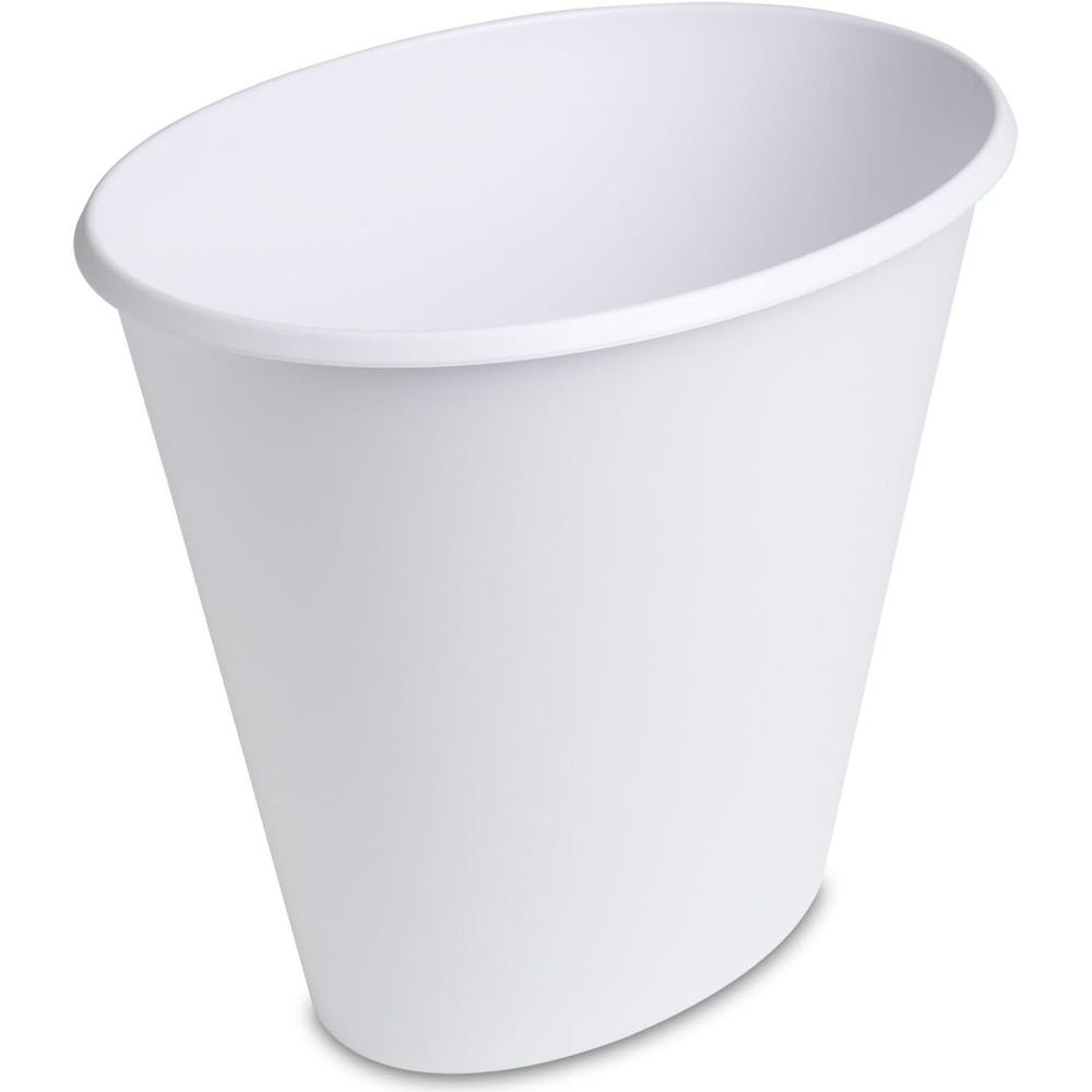 image:imageSterilite 25 Gallon Oval Wastebasket with Lid Small Plastic Trash Can for the Bathroom Bedroom Dorm or Home Office White 12Pack