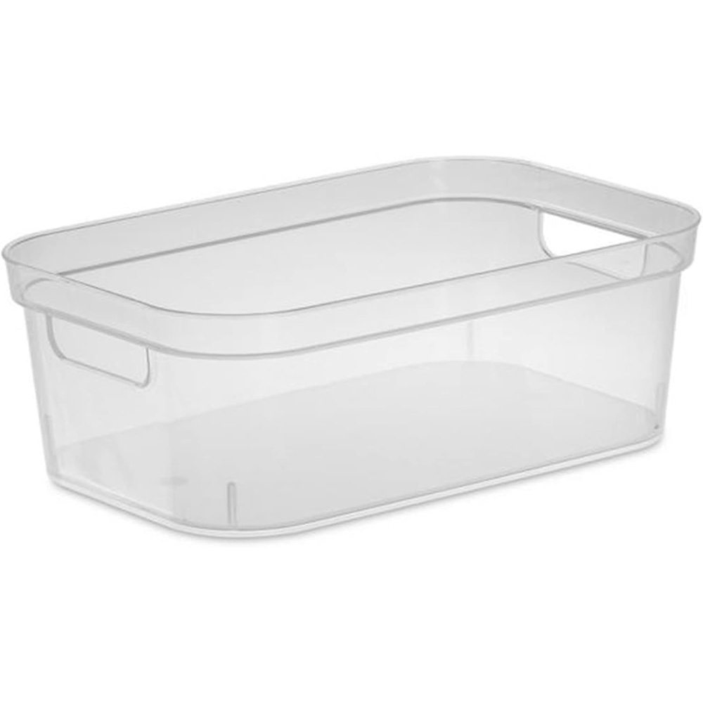 image:imageSterilite 425 x 8 x 1225 Inch Small Modern Storage Bin wComfortable Carry Through Handles amp Banded Rim for Household Organization Clear 16 PackClear