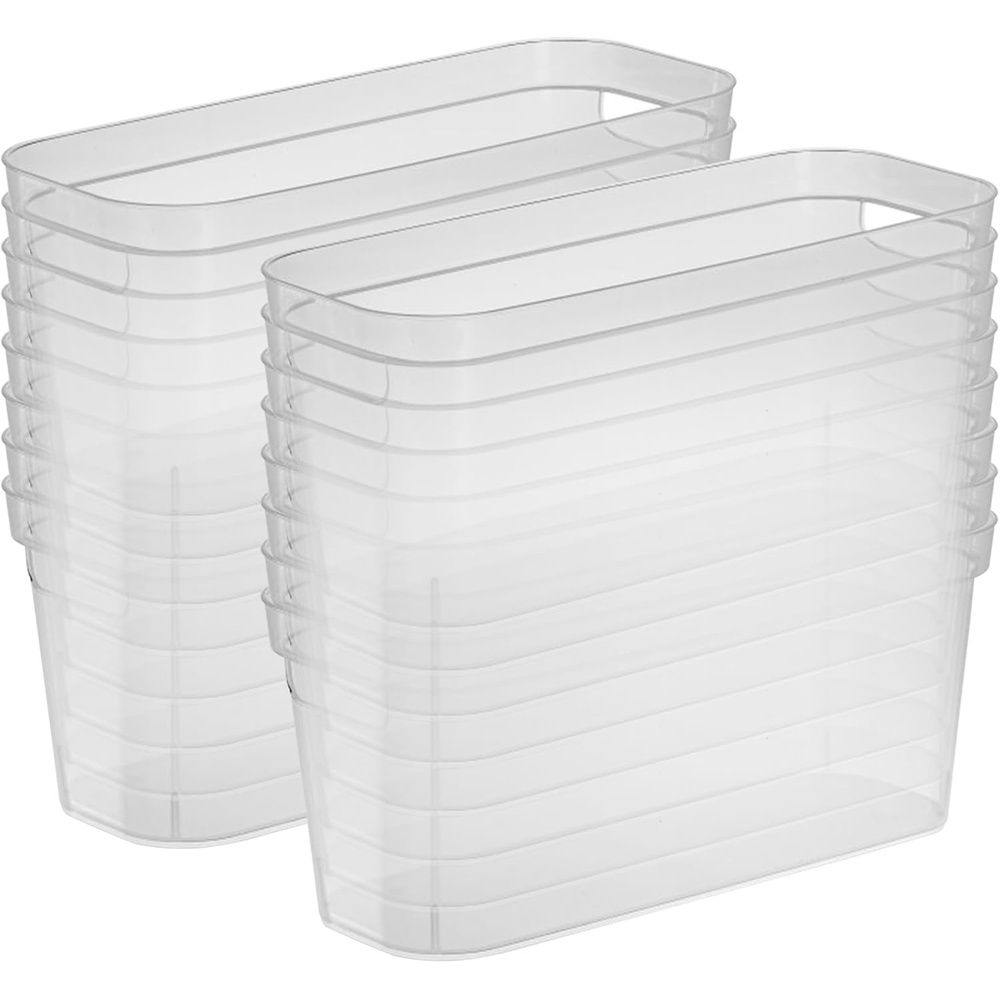 image:imageSterilite 625x625x15 Inch Narrow Modern Storage Bin w Comfortable Carry Through Handles and Banded Rim for Household Organization Clear 24 Pack16 Pack