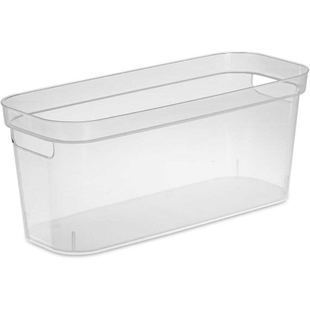 image:imageSterilite 625x625x15 Inch Narrow Modern Storage Bin w Comfortable Carry Through Handles and Banded Rim for Household Organization Clear 24 Pack24 Pack