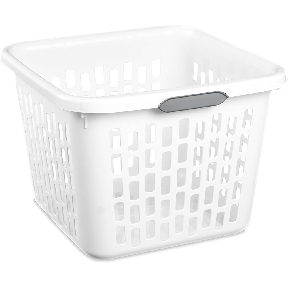 image:imageSterilite 6Pack 2 Bushel Laundry Basket Rectangular Plastic Clothes Hamper Mint  Ventilated OpenTop Utility Wash Bin with 4 Handles and Large Clothing Load CapacityWhite