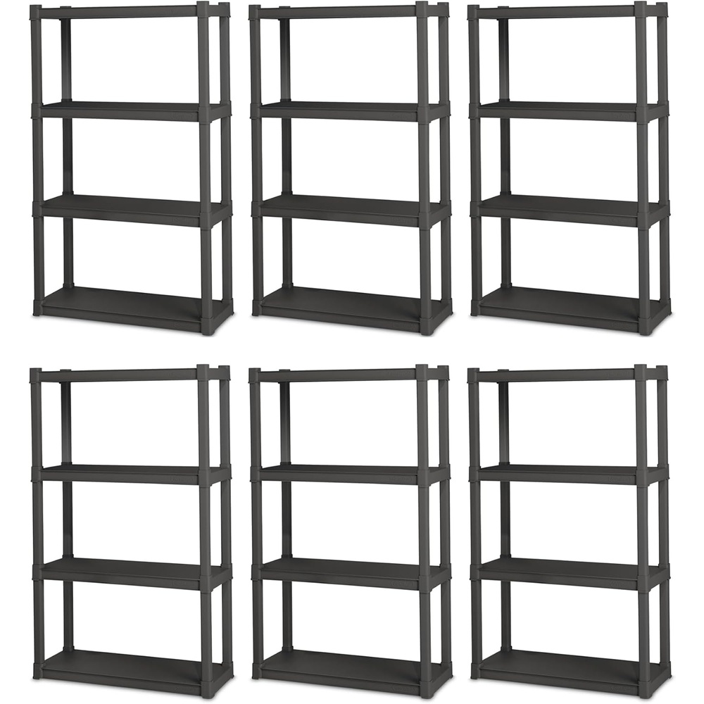 image:imageSterilite 6Pack 4 Shelf Unit HeavyDuty Shelving Storage and Utility Rack  Standing Plastic Organizer Shelves for Kitchen Bathroom and Garage6