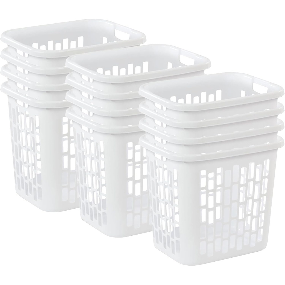image:imageSterilite Ultra Easy Carry Plastic Dirty Clothes Laundry Basket Hamper with Integrated Handles and Ventilation Holes White 12 Pack