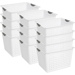 Sterilite 12-Pack Deep Ultra Basket, Open Top Plastic Storage Organizer, White – Classic Baskets for Organizing Countertops, Pantry Shelves, Kitchen Cabinets, Laundry Rooms or Home Offices