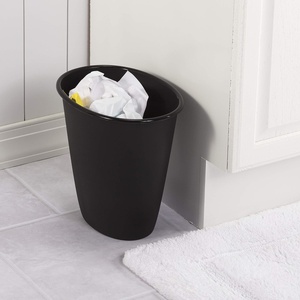 Sterilite 1.5 Gallon Oval Vanity Wastebasket, Small, Open Top Trash Can for the Bathroom, Bedroom, Dorm Room or Office, Plastic, Black, 12-Pack