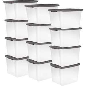 Sterilite 18-Pack Plastic Storage Bins w/ Lids, Shelf Totes Clear Containers, 50 Qt, Gray(50 Quart Tote)