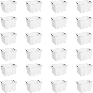 Sterilite 24-Pack Ultra Basket, Open Plastic Bins, Countertop, Cabinet and Closet Organizer, White, Deep