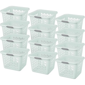 Sterilite 6-Pack 2 Bushel Laundry Basket, Rectangular Plastic Clothes Hamper, Mint – Ventilated Open-Top Utility Wash Bin with 4 Handles and Large Clothing Load Capacity(1.0 Bushel – Mint)