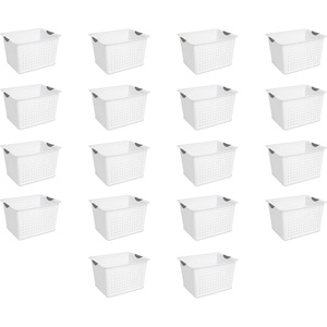 Sterilite Deep Ultra Basket, Closet Organizer Bin, Cabinets, Pantry, Shelving and Countertop Space Open Container, White, 18-Pack