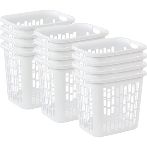 Sterilite Ultra Easy Carry Plastic Dirty Clothes Laundry Basket Hamper with Integrated Handles and Ventilation Holes, White (12 Pack)