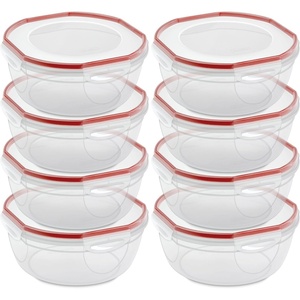 Sterilite Ultra Seal Multipurpose 4.7 Quart Plastic Food Storage Bowl Container with Latching Lid for Storing and Serving, Clear (8 Pack)