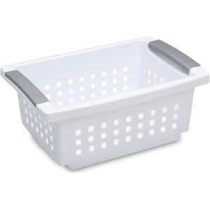 Sterilite 8 Pack Plastic Storage Basket Bins, Stackable Bin Container Tubs with Handles for Organization, White(Small)