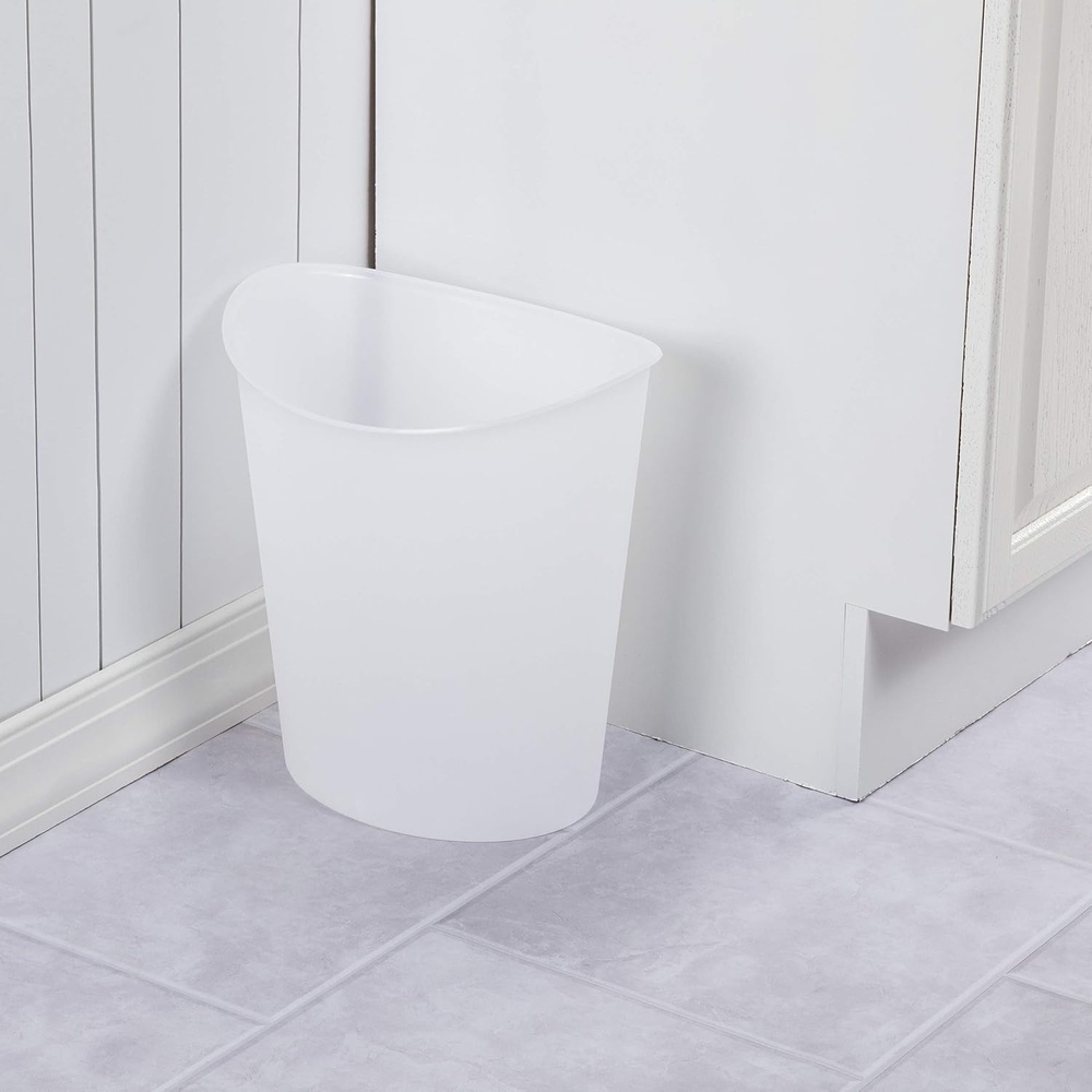 image:imageSterilite 3 Gallon Oval Wastebasket with Lid Small Plastic Trash Can for the Bathroom Bedroom Dorm or Home Office Clear 6Pack