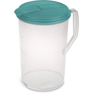 Sterilite 1-Gallon Round Plastic Pitcher and Spout, Clear w/Color Lid (6 Pack)(12 Pack)