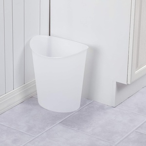 Sterilite 3 Gallon Oval Wastebasket with Lid, Small Plastic Trash Can for the Bathroom, Bedroom, Dorm or Home Office, Clear, 6-Pack