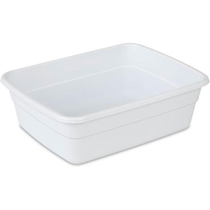 Sterilite Small Portable Rectangle Plastic Heavy Duty Reinforced Plastic 8 Qt Kitchen Dish Pan Basin Container for Dishware & Laundry, White (12 Pack)