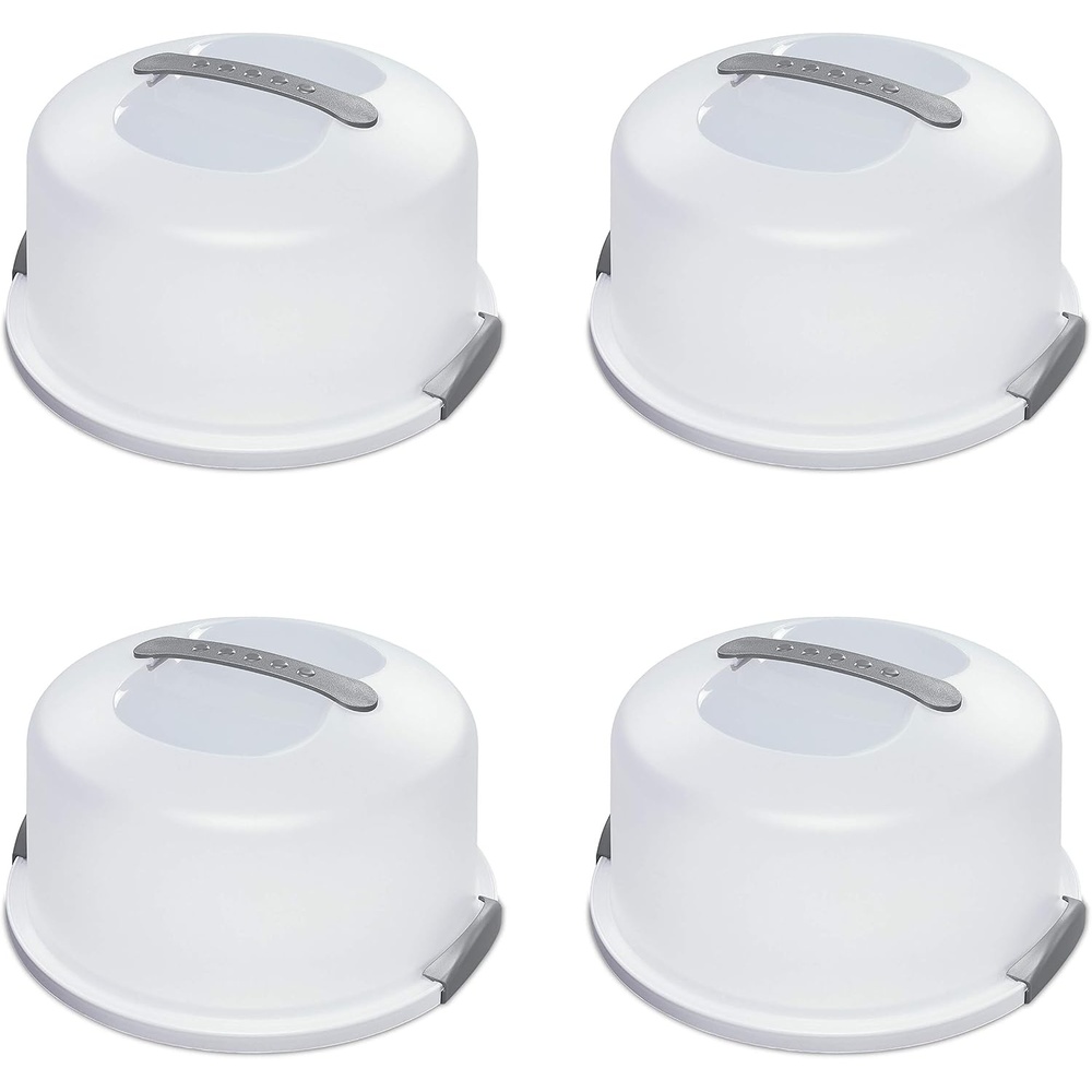 image:imageSterilite Cake Server Plastic Food Storage Container with Lid Latches and Handle Dessert Carrier Dishwasher Safe Clear Lid and White Base 12Pack12 Round Cake