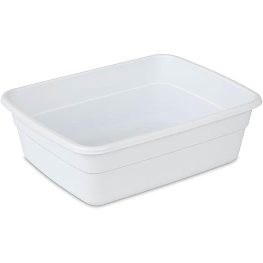 image:imageSterilite Small Portable Rectangle Plastic Heavy Duty Reinforced Plastic 8 Qt Kitchen Dish Pan Basin Container for Dishware amp Laundry White 36 Pack