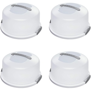 Sterilite Cake Server Plastic Food Storage Container with Lid, Latches and Handle, Dessert Carrier, Dishwasher Safe, Clear Lid and White Base, 12-Pack(12″ Round Cake)